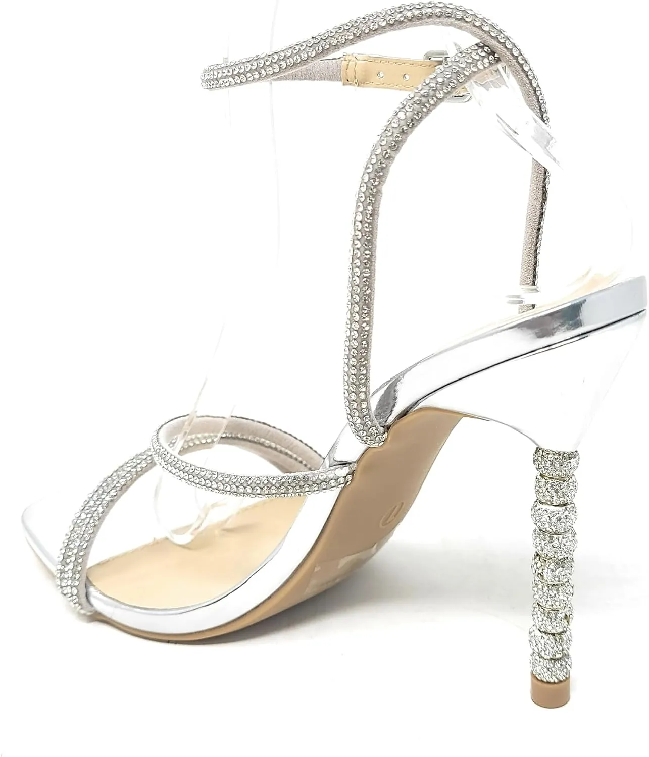 Wild Diva Women's Square Toe Rhinestone Embellished Straps Formal Stiletto High Heels Flair-06