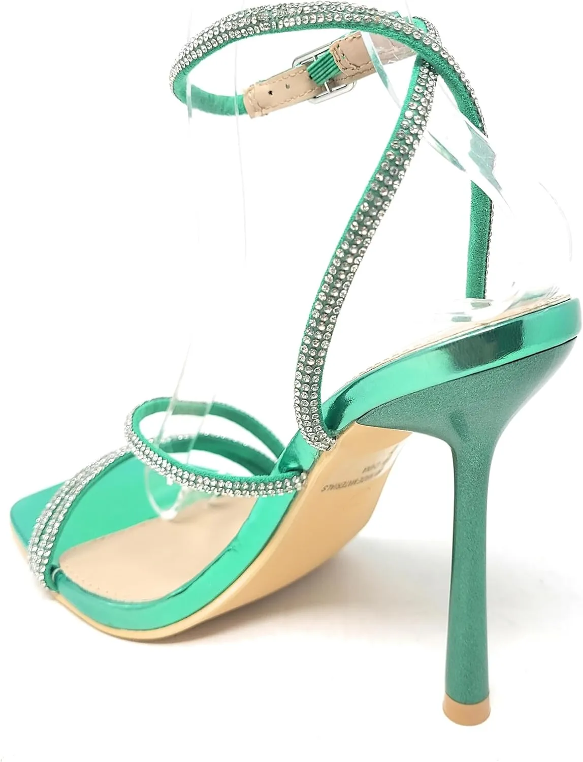 Wild Diva Women's Square Toe Rhinestone Embellished Straps Formal Stiletto High Heels Narala-02