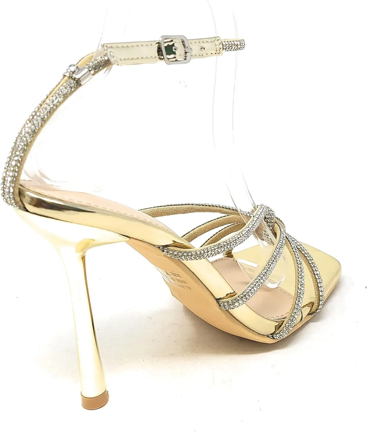 Wild Diva Women's Square Toe Rhinestone Embellished Straps Formal Stiletto High Heels Narala-09