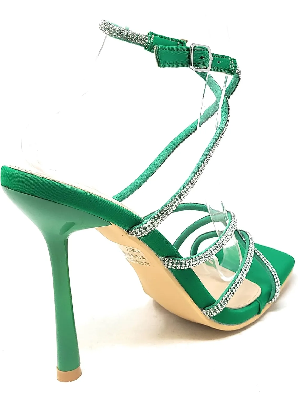 Wild Diva Women's Square Toe Rhinestone Embellished Straps Formal Stiletto High Heels Narala-12