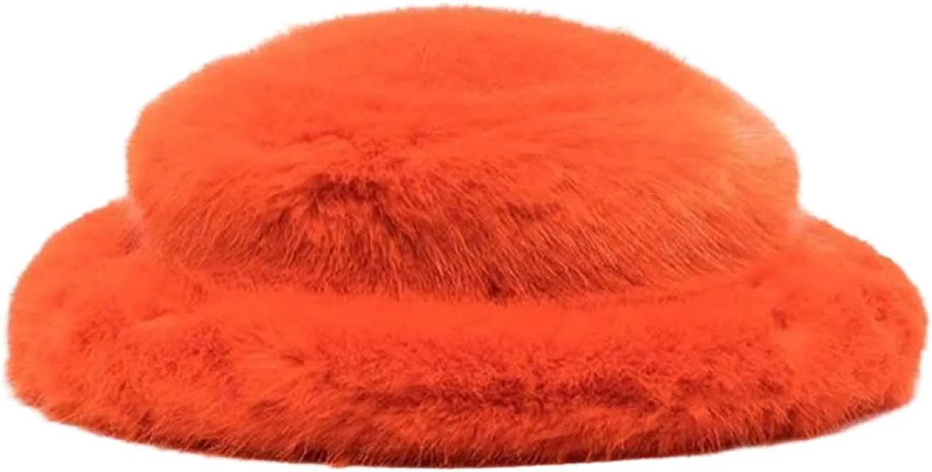 Winter Faux Fur Bucket Hats for Women Warm Plush Fisherman Hat Fuzzy Fluffy Cap Outdoor Stylish Panama Caps