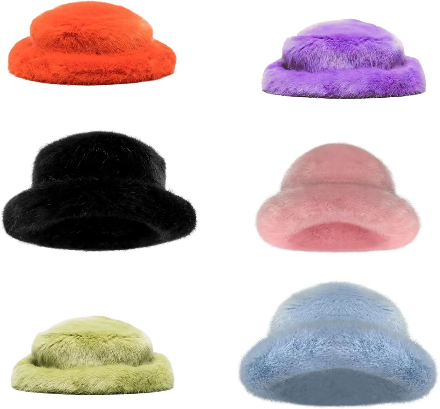 Winter Faux Fur Bucket Hats for Women Warm Plush Fisherman Hat Fuzzy Fluffy Cap Outdoor Stylish Panama Caps