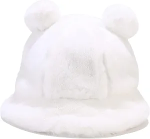 Winter Faux Fur Furry Bucket Hat Fluffy Fuzzy Warm Hat Plush Fisherman Hat for Women Men Teens Girls