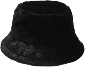 Winter Fluffy Fuzzy Bucket Hat Plush Furry Faux Fur Fisherman Hats Warm Hat for Women