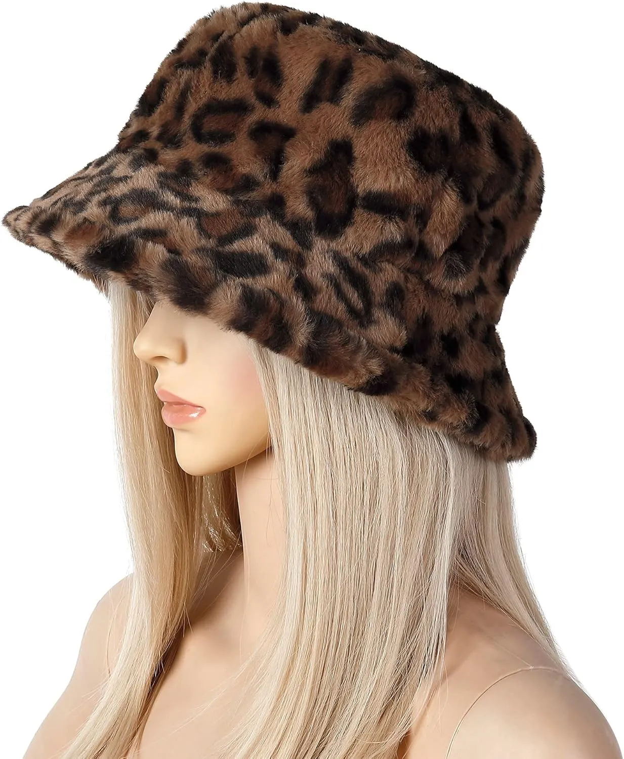Winter Furry Bucket Hat for Women Men, Warm Fluffy Fuzzy Bucket Hats
