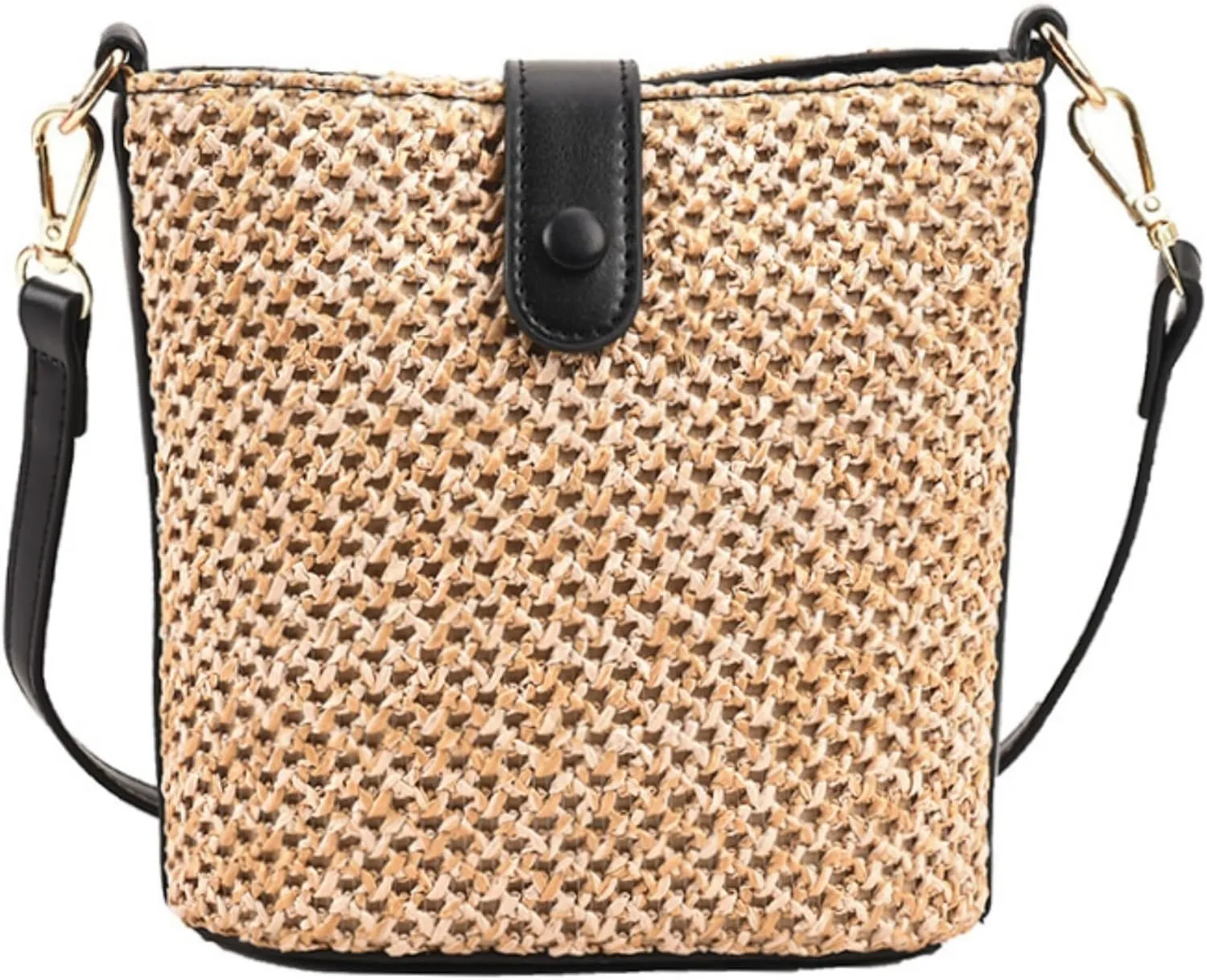 Women 2025 Summer Purse Straw Woven Cross Body Bucket Bag Trendy Shoulder Handbag Casual Tote Travel Beach