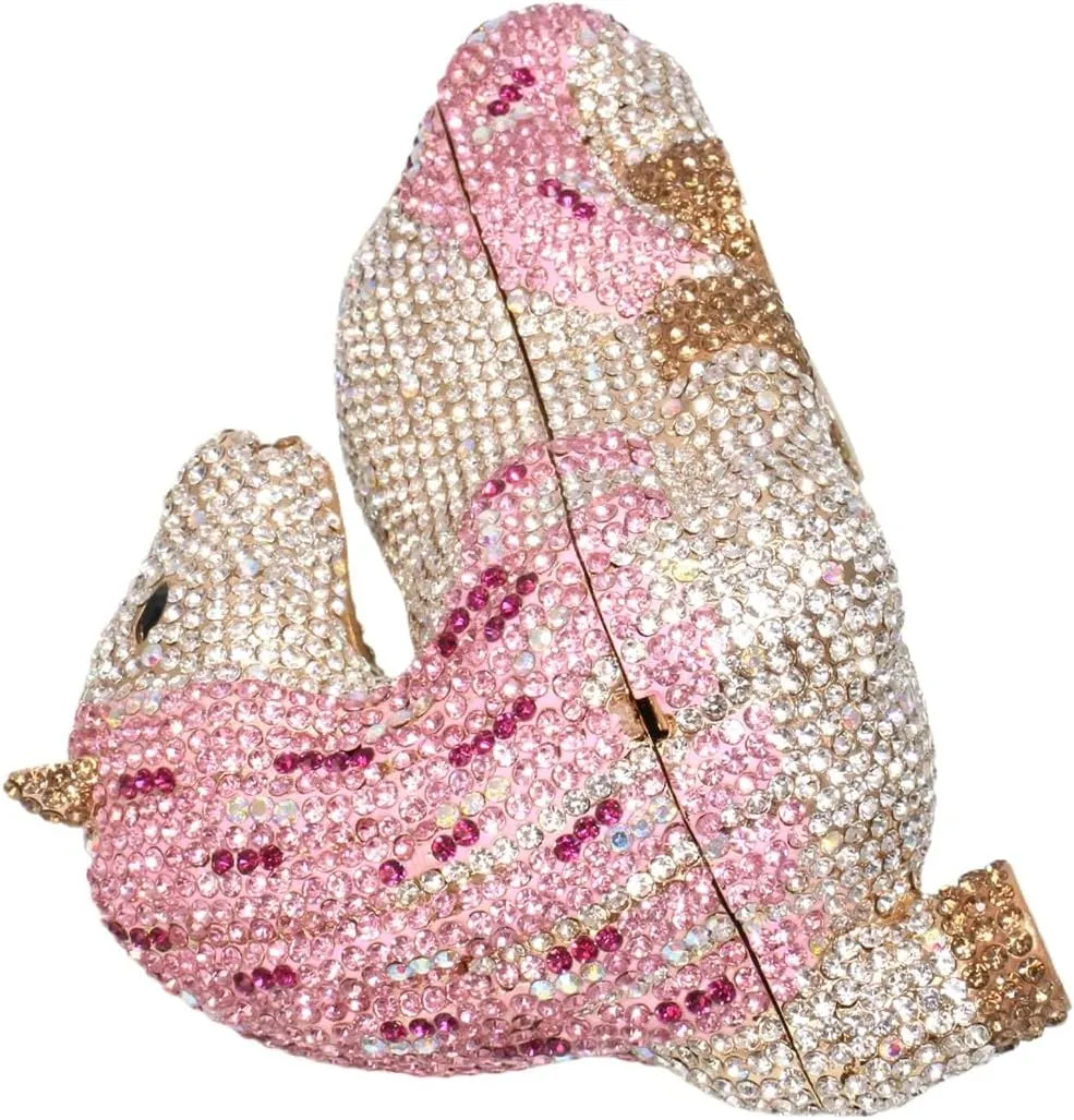 Women Cute Horse Shape Rhinestone Evening Bag Sparkling Animal Crystal Handbags Diamond Clutch for Prom Party