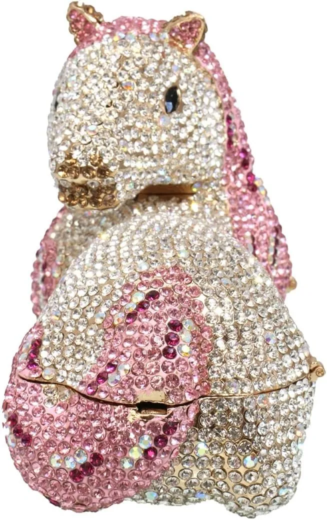Women Cute Horse Shape Rhinestone Evening Bag Sparkling Animal Crystal Handbags Diamond Clutch for Prom Party