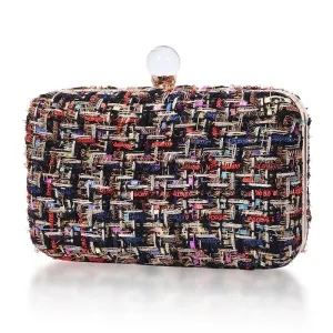 Women Rectangle Woven Clutch Purse