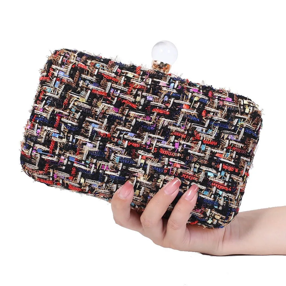 Women Rectangle Woven Clutch Purse