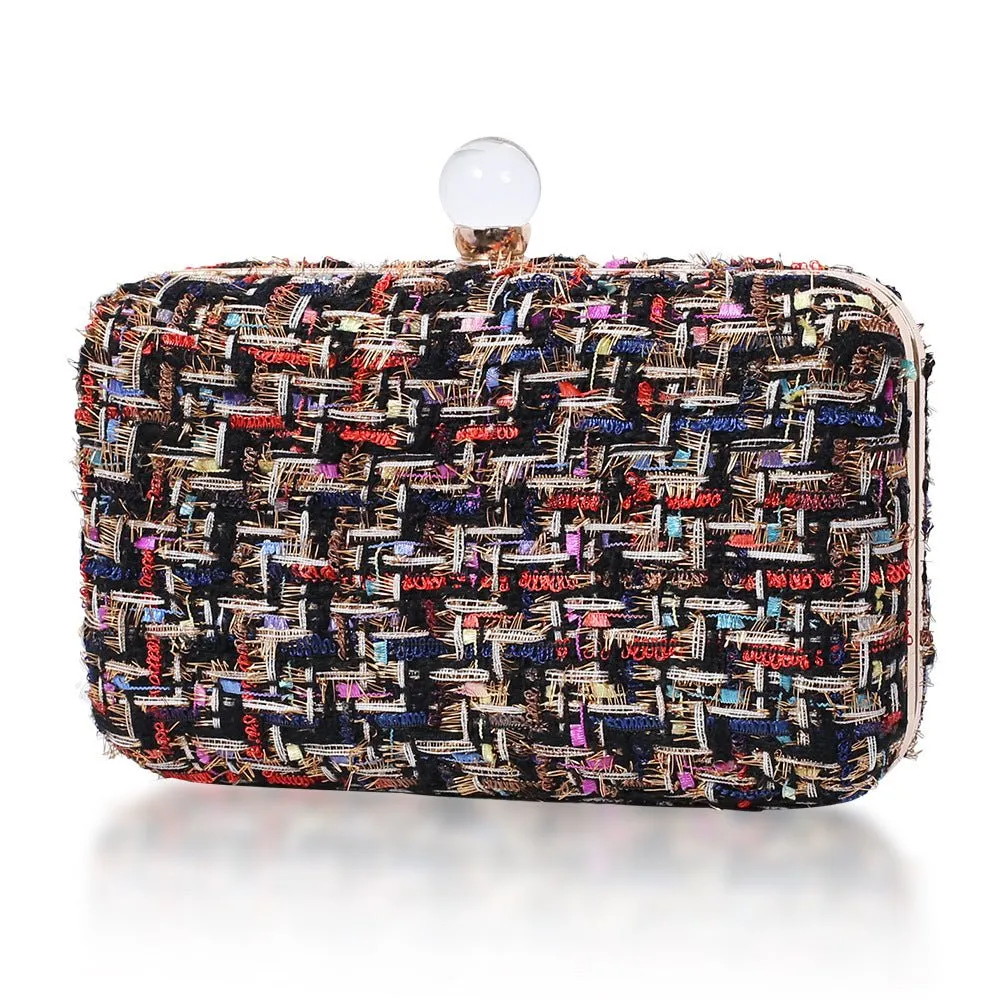 Women Rectangle Woven Clutch Purse