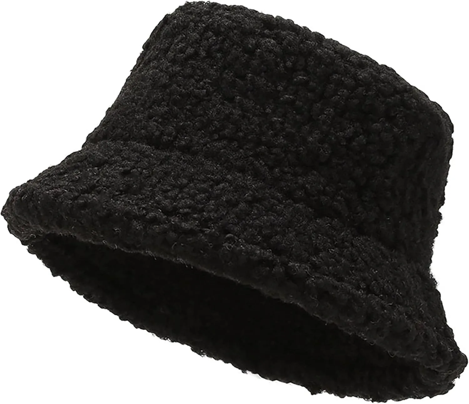 Women Winter Fluffy Warm Windproof Bucket-Hat Vintage Cloche-Hats Warm Faux Fur Wool Outdoor Fisherman Hats for Women