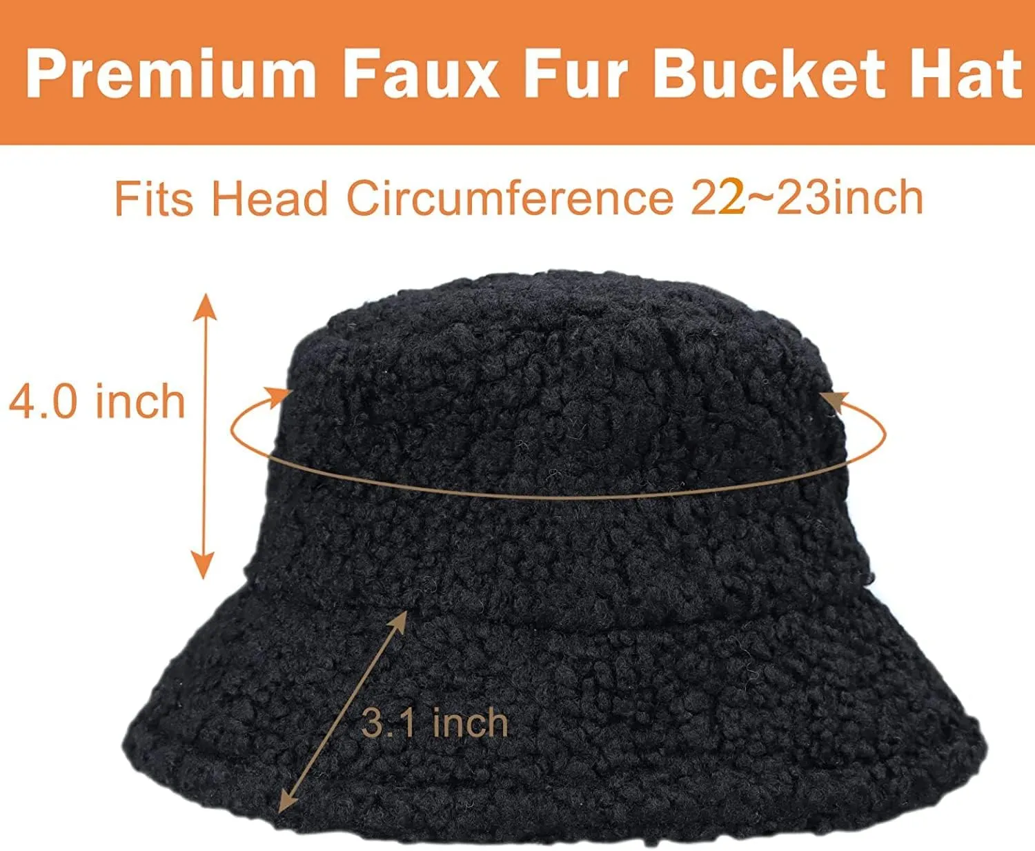 Women Winter Fluffy Warm Windproof Bucket-Hat Vintage Cloche-Hats Warm Faux Fur Wool Outdoor Fisherman Hats for Women