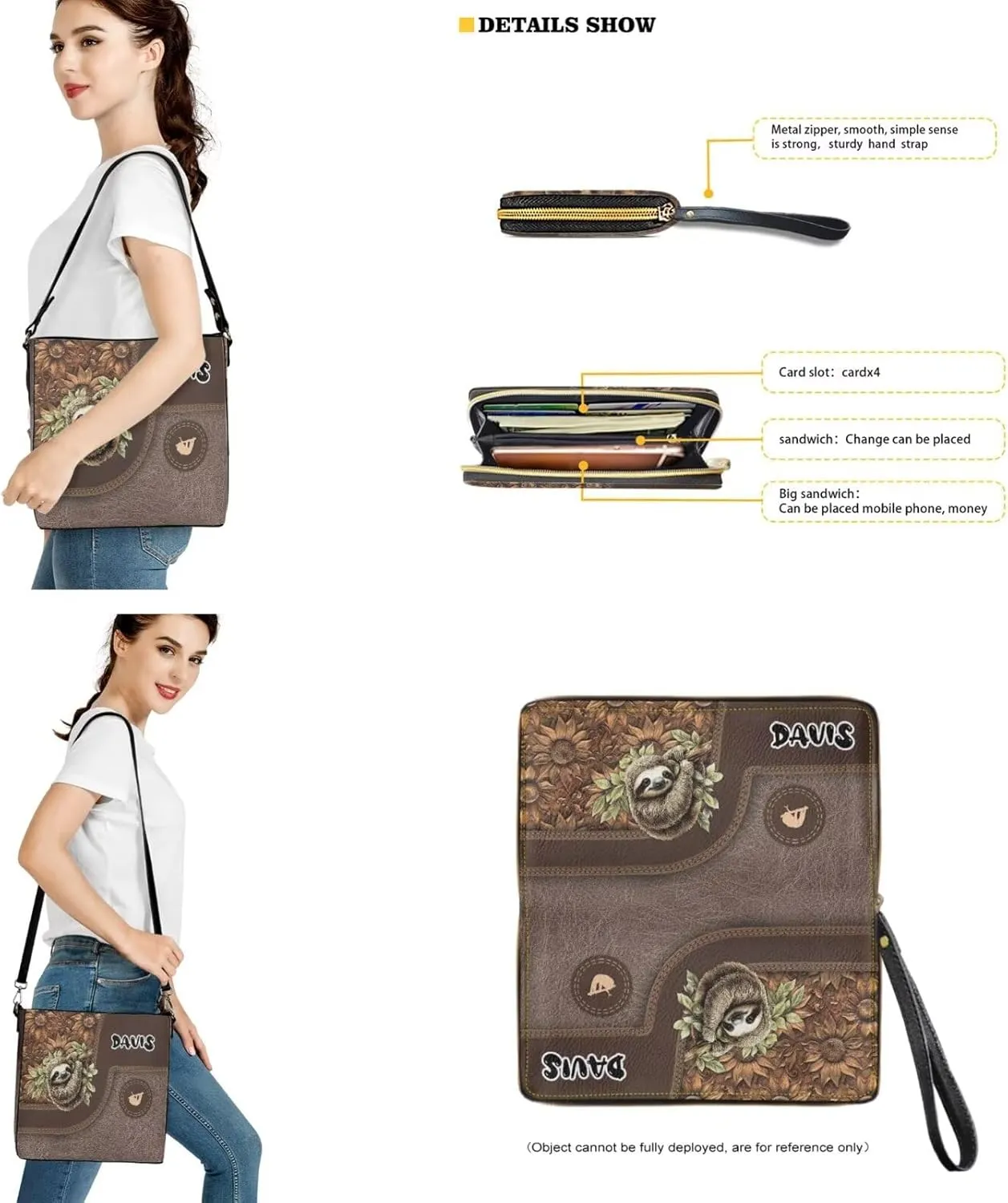 Womens Bucket Crossbody Bag Set Customized Leather Crossbody Handbag with Wrist Wallet for Shopping Travel