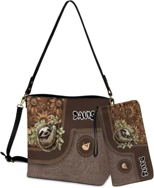 Womens Bucket Crossbody Bag Set Customized Leather Crossbody Handbag with Wrist Wallet for Shopping Travel