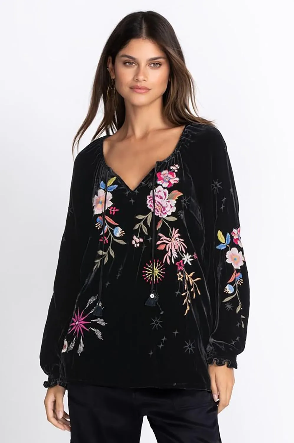 Women's Celestin Velvet Bishop Sleeve Blouse