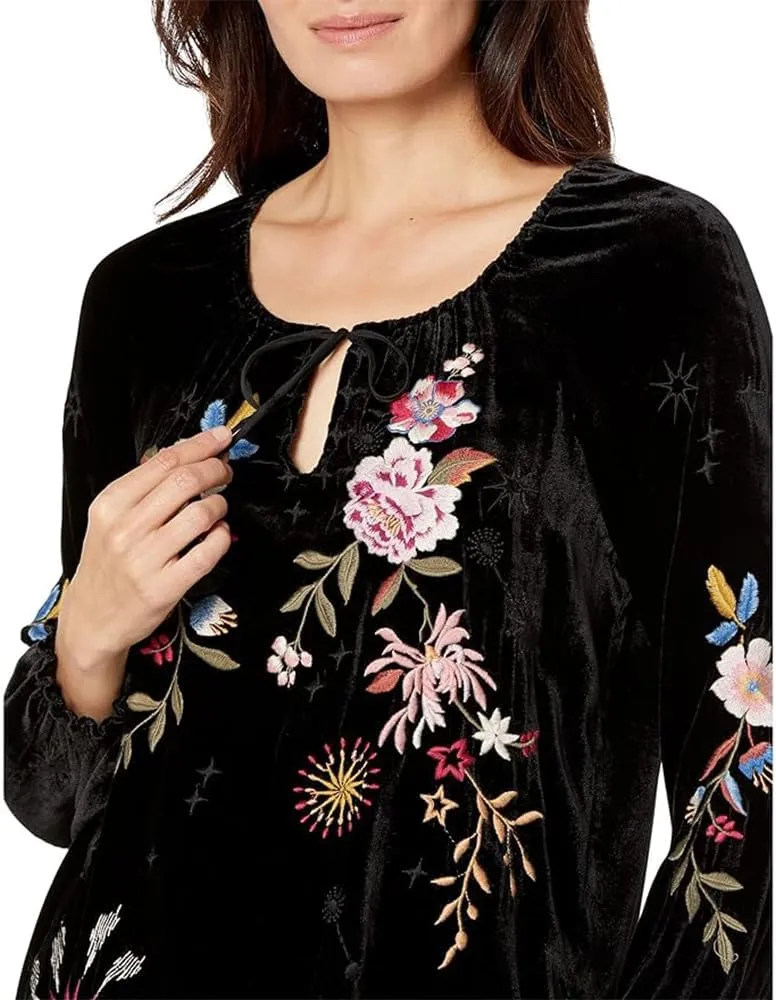Women's Celestin Velvet Bishop Sleeve Blouse