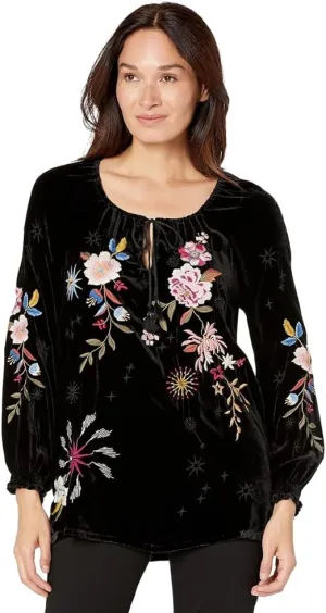 Women's Celestin Velvet Bishop Sleeve Blouse
