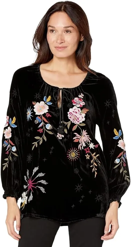 Women's Celestin Velvet Bishop Sleeve Blouse