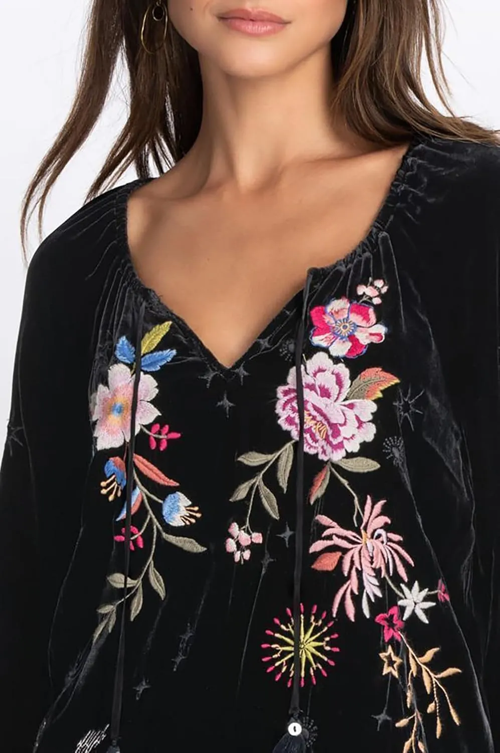Women's Celestin Velvet Bishop Sleeve Blouse