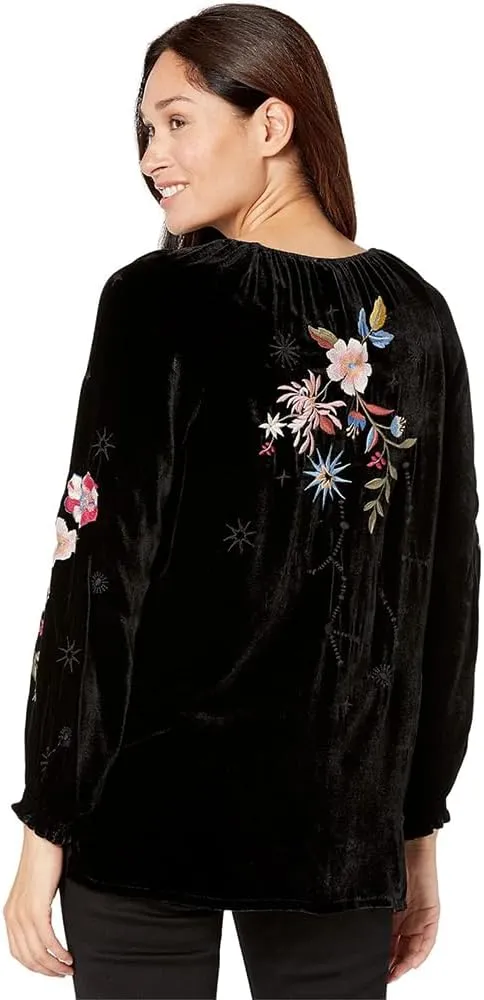 Women's Celestin Velvet Bishop Sleeve Blouse