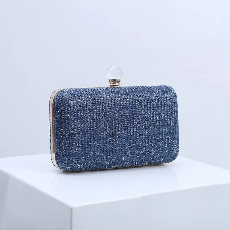 Women's Chain Handbag Straw Evening Clutch Wedding Party Purse