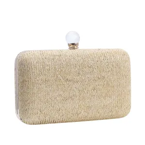 Women's Chain Handbag Straw Evening Clutch Wedding Party Purse