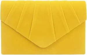 Women's Evening Bag Pleated Envelope Clutch Handbag Velvet Purse Wedding Party Bridal Shoulder Bag