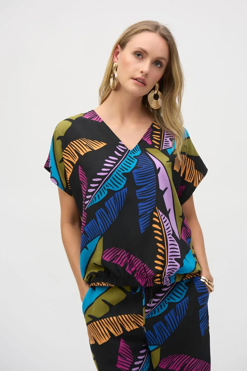 Women's Gauze Tropical Print Boxy Top