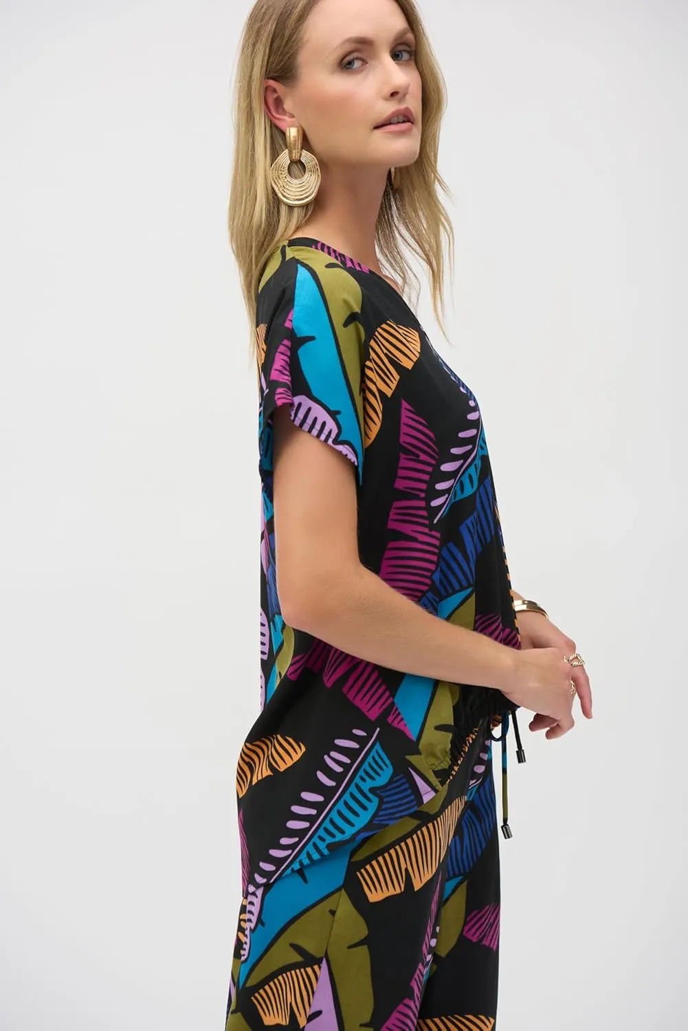 Women's Gauze Tropical Print Boxy Top