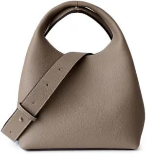 Women's Leather Commuting Bucket Bag Color-blocking Handbag Cowhide Basket Shoulder Crossbody Bag Top Handle Versatile