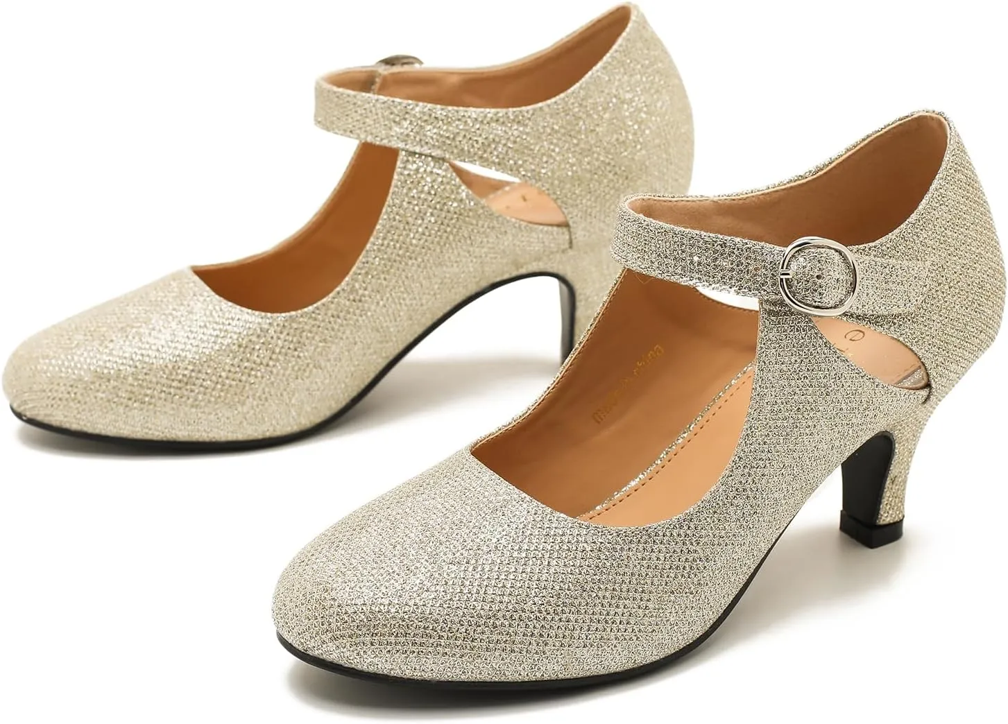 Women's Low Kitten Heels Mary Janes Pumps Cutout Round Toe Retro Vintage Hollow Out Ankle Strap Dress Shoes