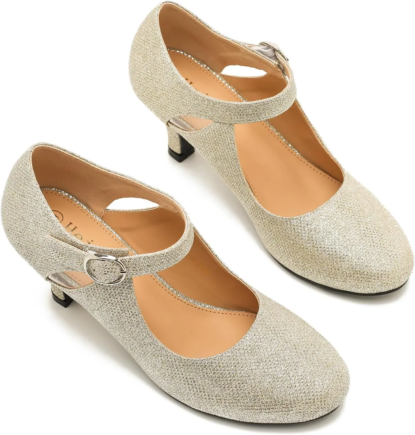 Women's Low Kitten Heels Mary Janes Pumps Cutout Round Toe Retro Vintage Hollow Out Ankle Strap Dress Shoes