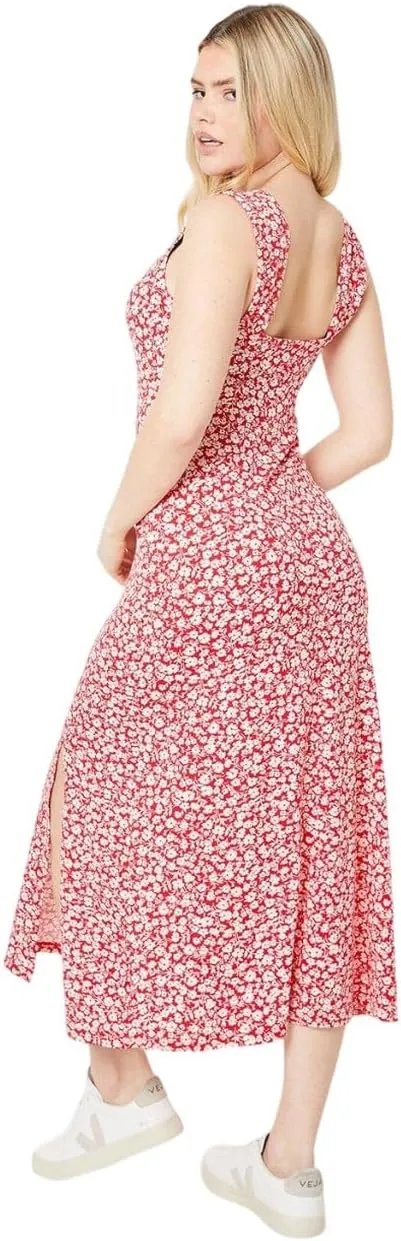 Womens Print Tie Front Midi Dress