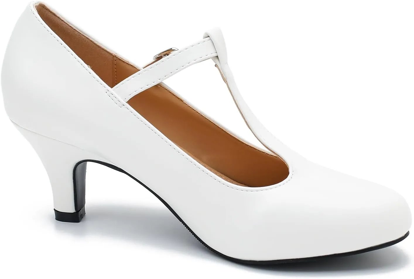 Women's Pumps Low Kitten Heels Mary Jane Retro T-Strap Comfortable Office Work Dress Shoes