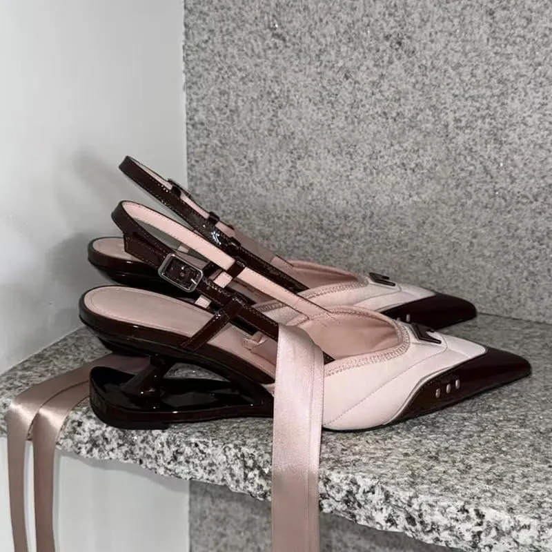 Women's Satin Slingback Pumps Pointed Toe Crystal-Embellished High Heels Dressy Stilettos Wedding Heeled Sandals