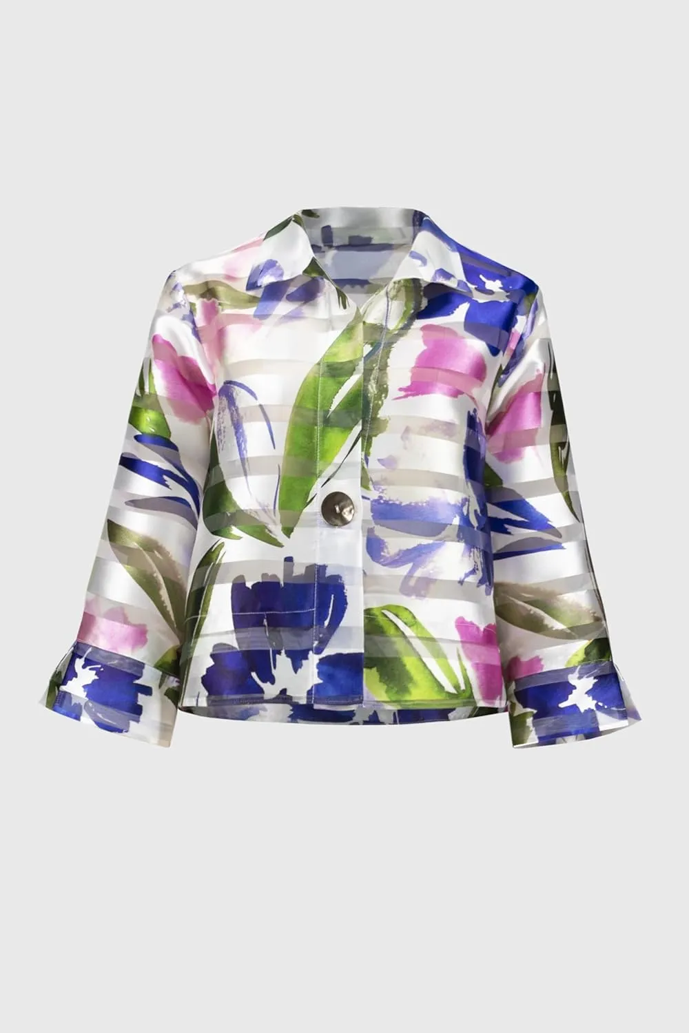 Women's Signature Shadow Stripe Floral Print Trapeze Jacket