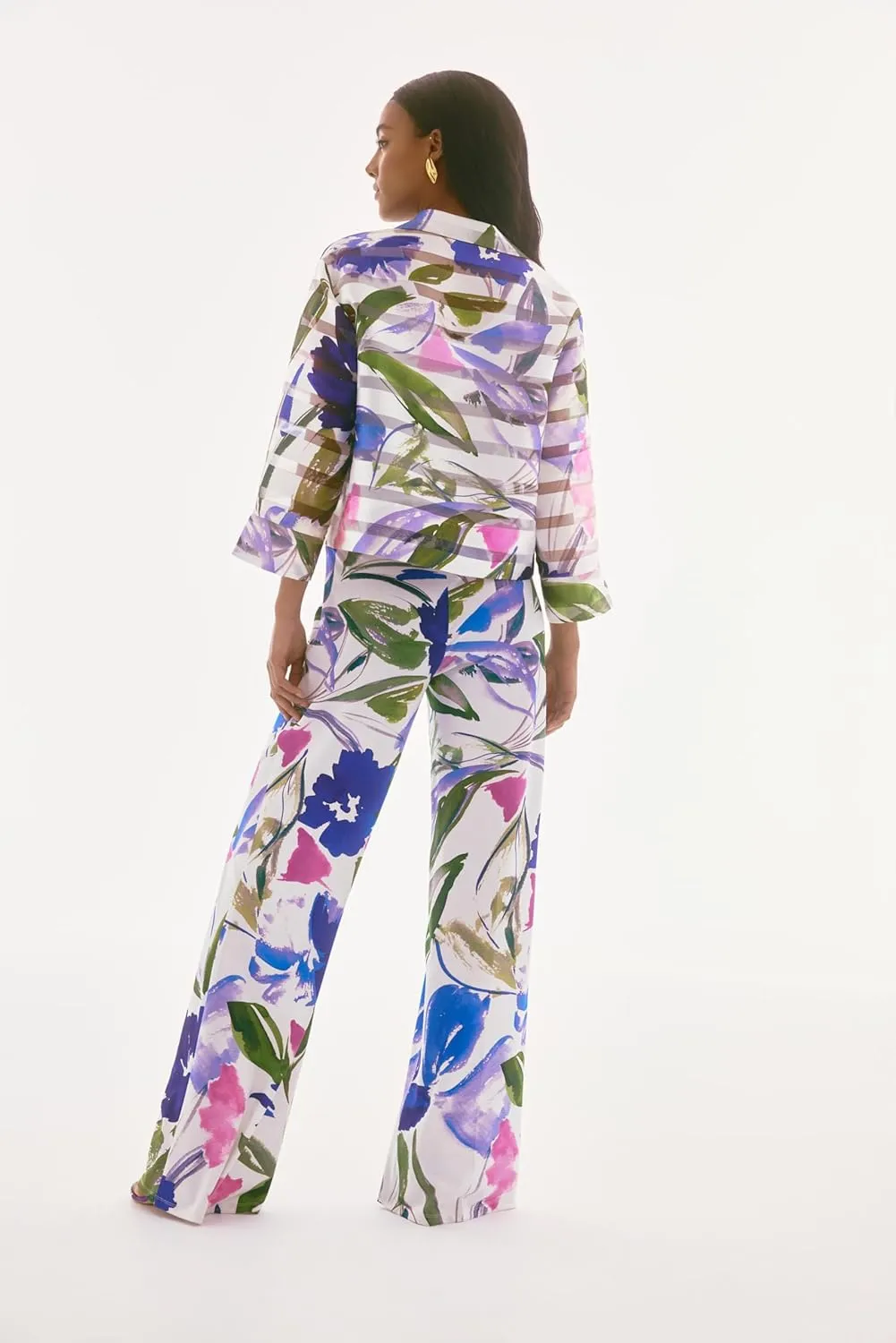 Women's Signature Shadow Stripe Floral Print Trapeze Jacket