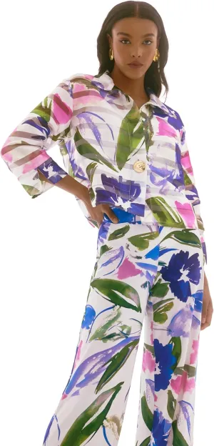 Women's Signature Shadow Stripe Floral Print Trapeze Jacket