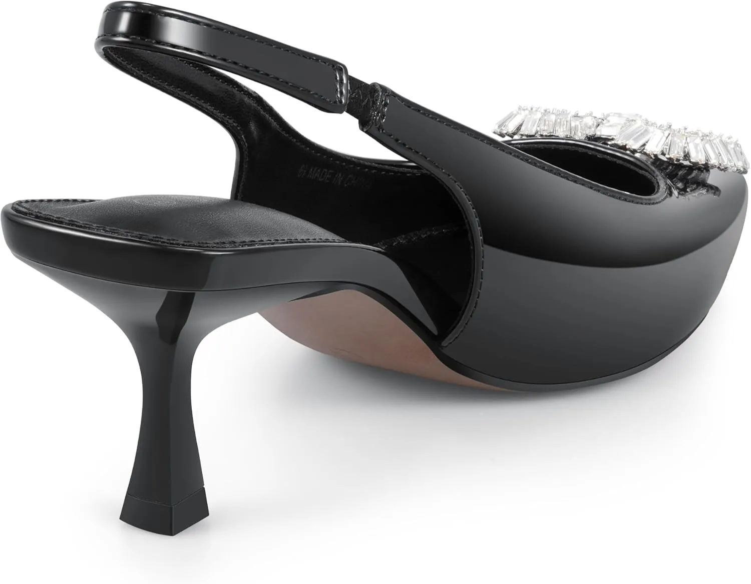 Women's Slingback Kitten Heels with Sparkly Rhinestone Bow - 2.4'' Inches Pointed Toe Pumps for Wedding Party Dress