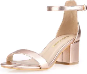Women's Strappy Chunky Block Low Heeled Sandals 2 Inch Open Toe Ankle Strap High Heel Dress Sandals Daily Work Party Shoes