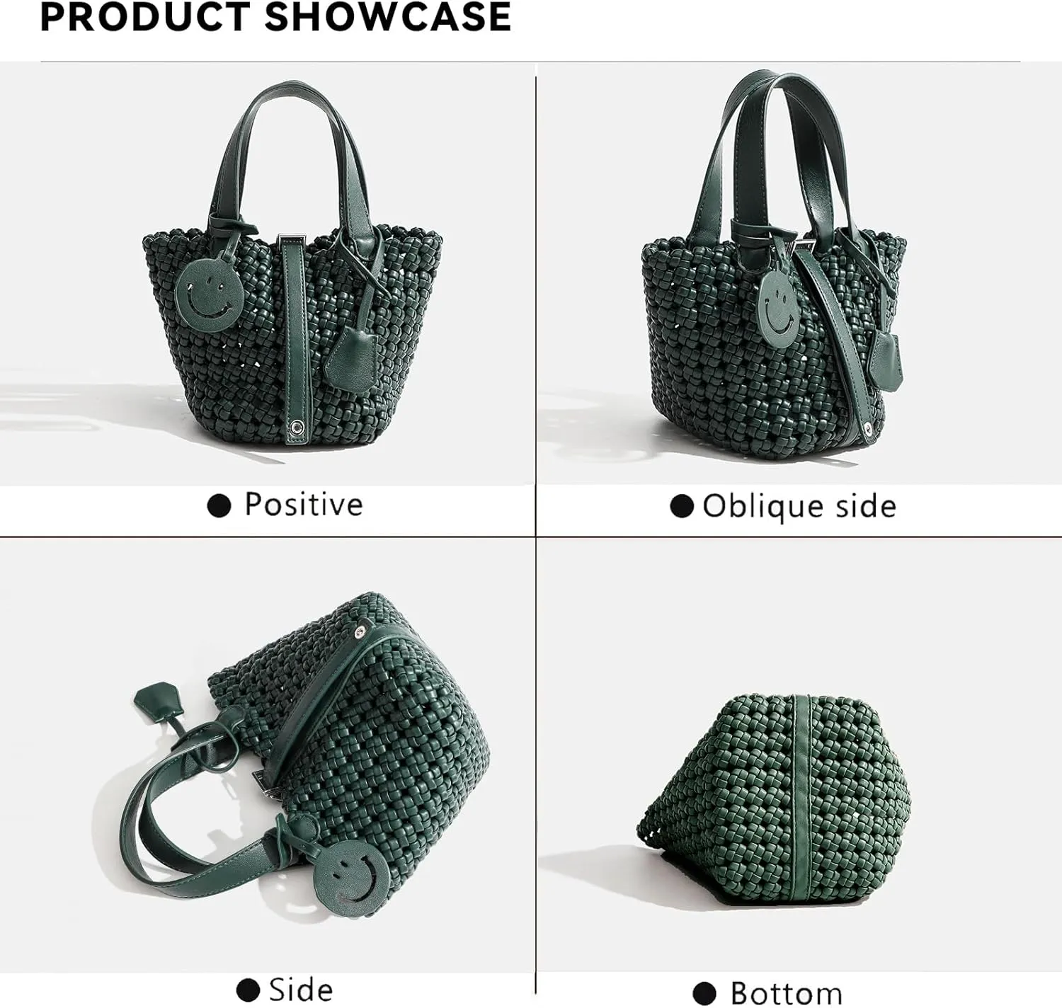 Woven Handbags for Women Top Handle Satchel Handbag Basket Bucket Bag Small Woven Tote Bag Hobo Purses