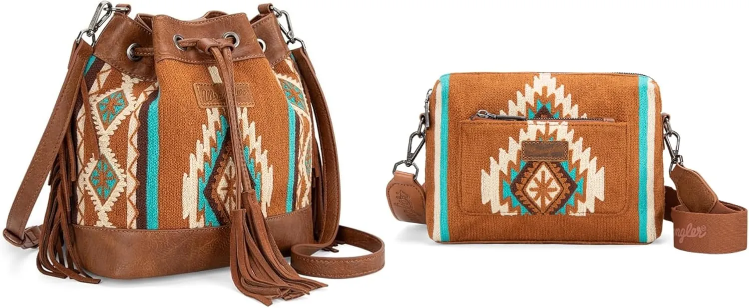 Wrangler Aztec Bucket Bag with Crossbody Bag Set