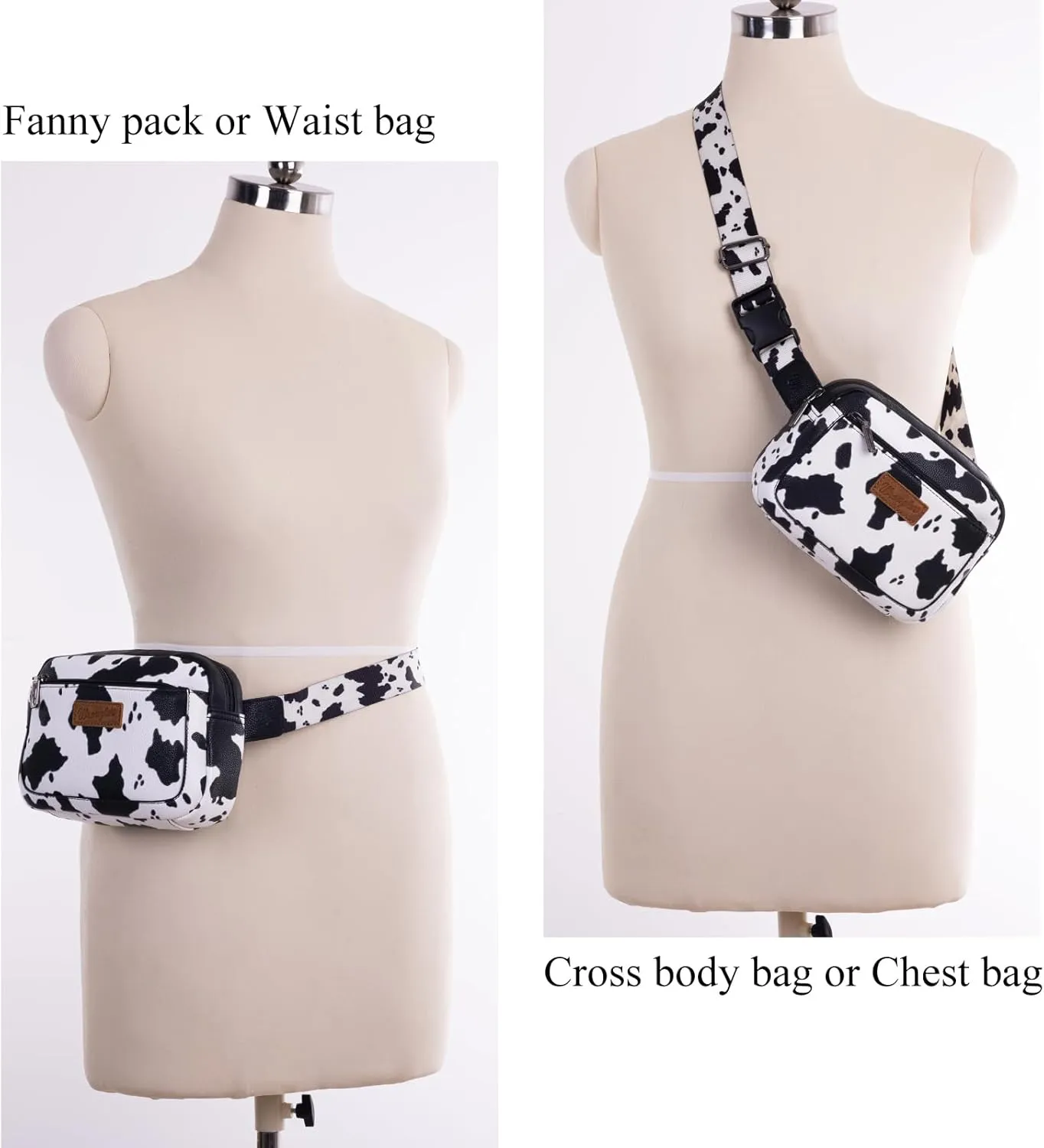 Wrangler Cow Print Waist Pack Western Belt Bag for Women with Adjustable Strap