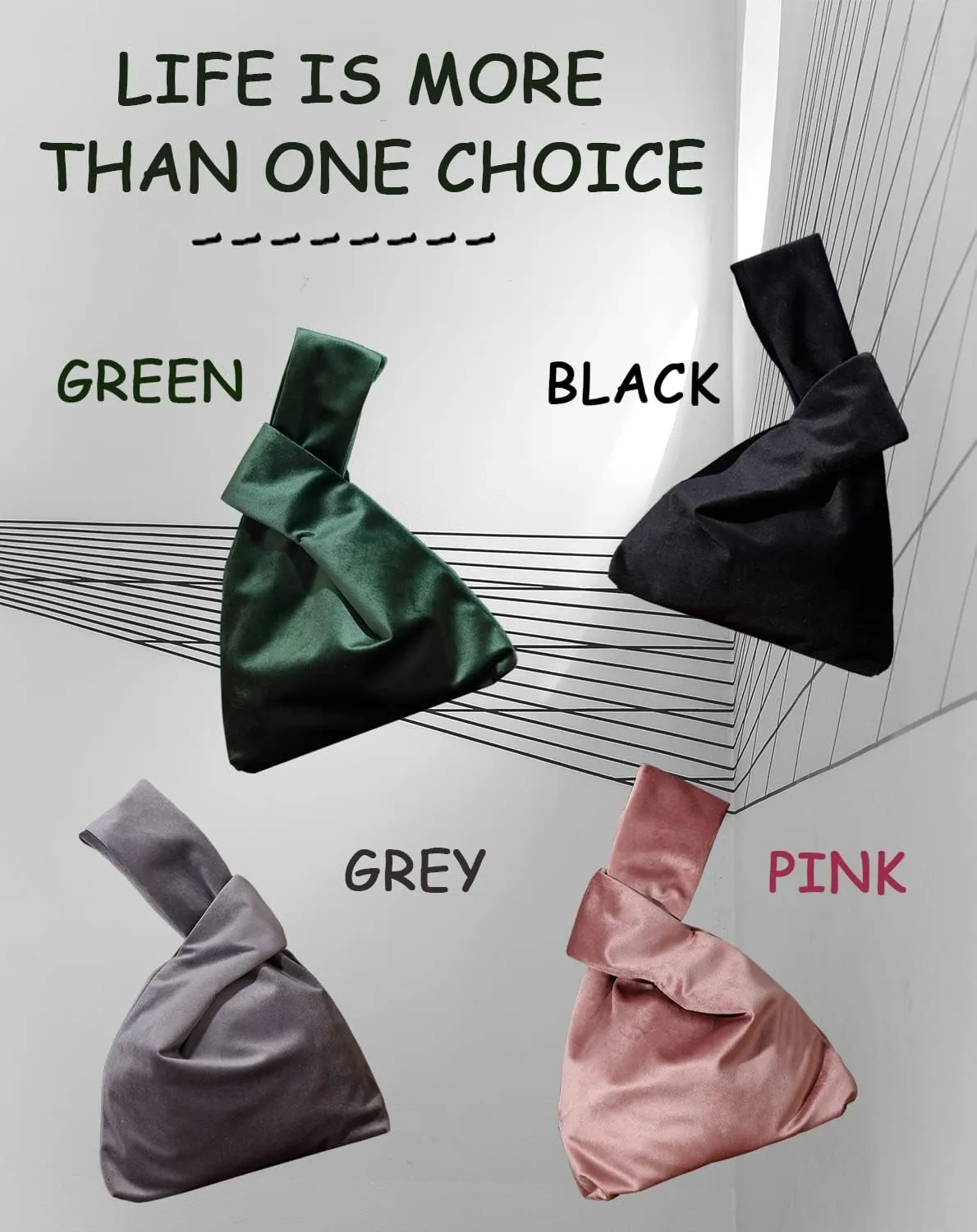 Wrist Bag,Elegant Style Portable Purse,Velvet Knot Bag,Phone Wallet Gift for Women