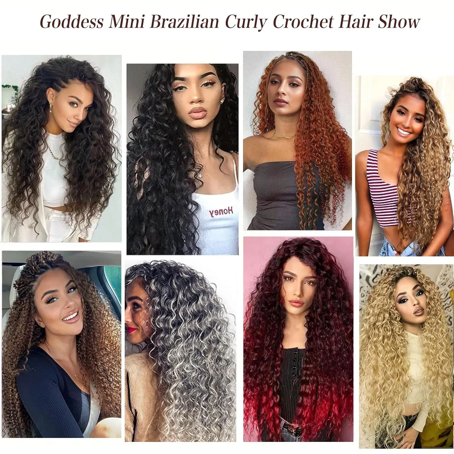Xtrend 18 Inch Pre Looped Micro Curly Crochet Hair 8 Packs Honey Brown Brazilian Braid Curly Crochet Hair Extensions Water Wave Synthetic Deep Wave Crochet Hair For Black Women(30 Strands/Pack，350#)