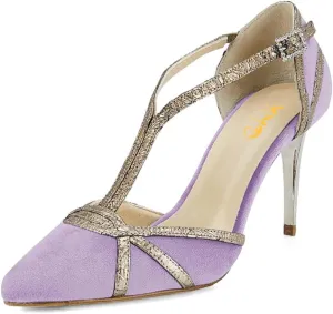 XYD Women High Heel Pumps Pointed Closed Toe Velvet D'Orsay Strappy Sandals Plated Heeled Elegant Party Evening Shoes