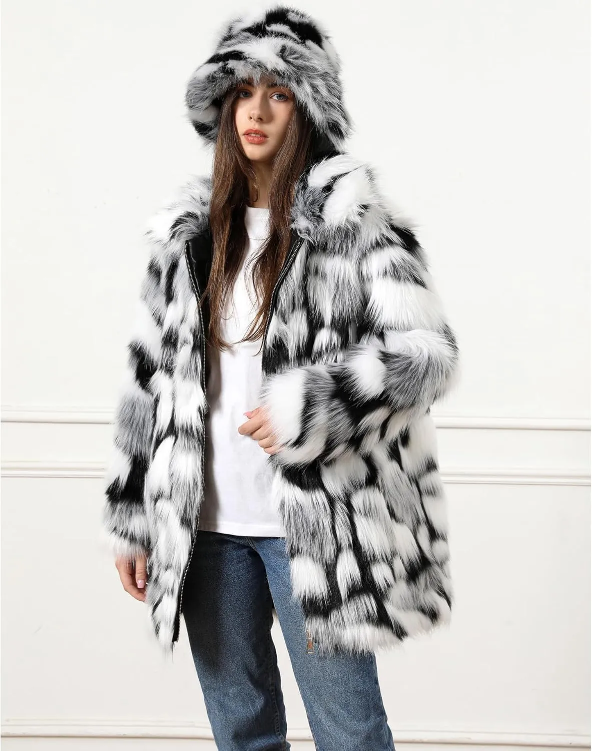 yamerbo Women Fuzzy Bucket Hat Winter Fluffy Furry Plush Faux Fur Hats Warm Plush Multicolored Bucket Hat