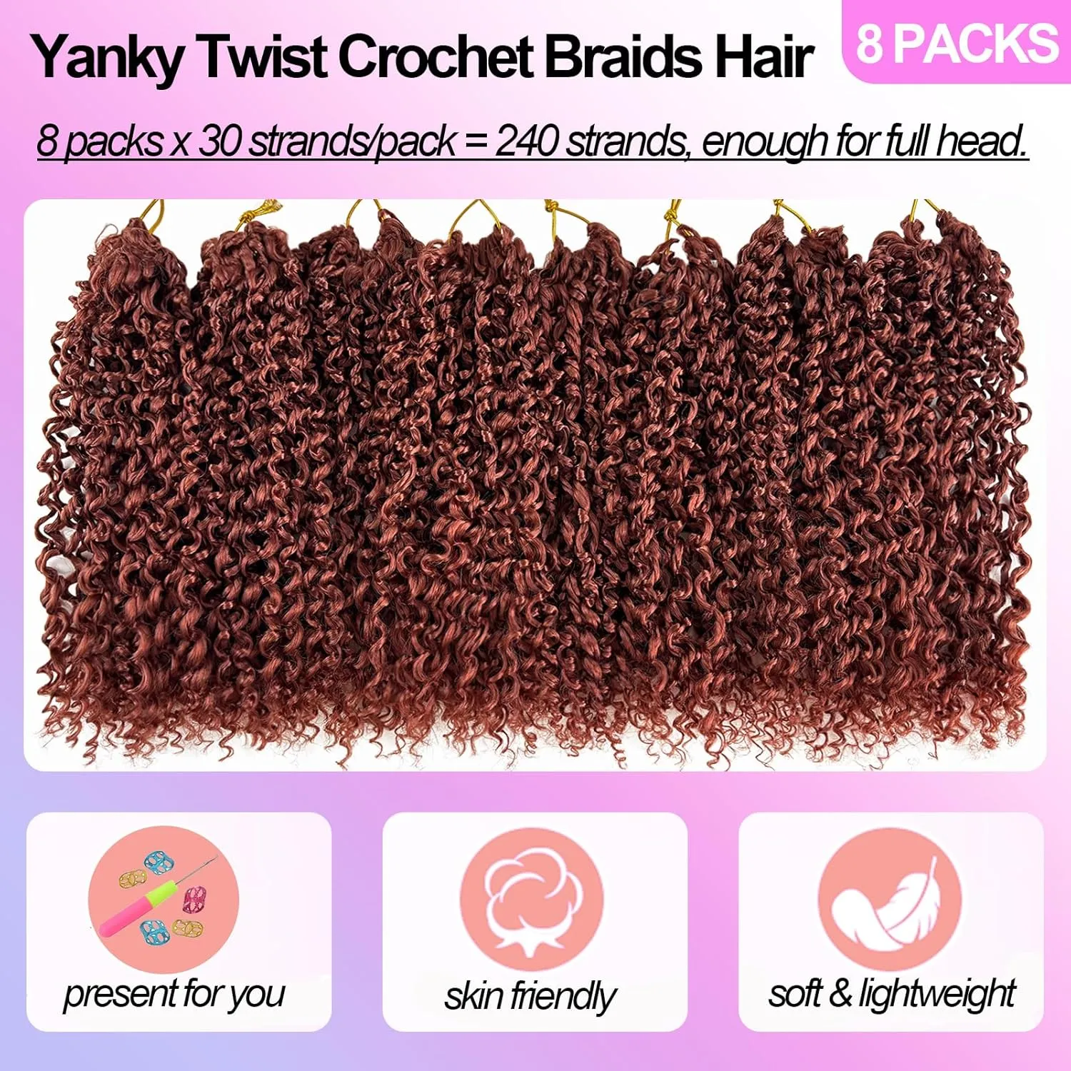 Yanky Twist Crochet Braids Hair 350 10 Inch Pre-twisted Micro Passion Twist Crochet Hair Red Copper Pre looped Mini Spring Twist Crochet Hair Synthetic Curly Crochet Hair Extensions