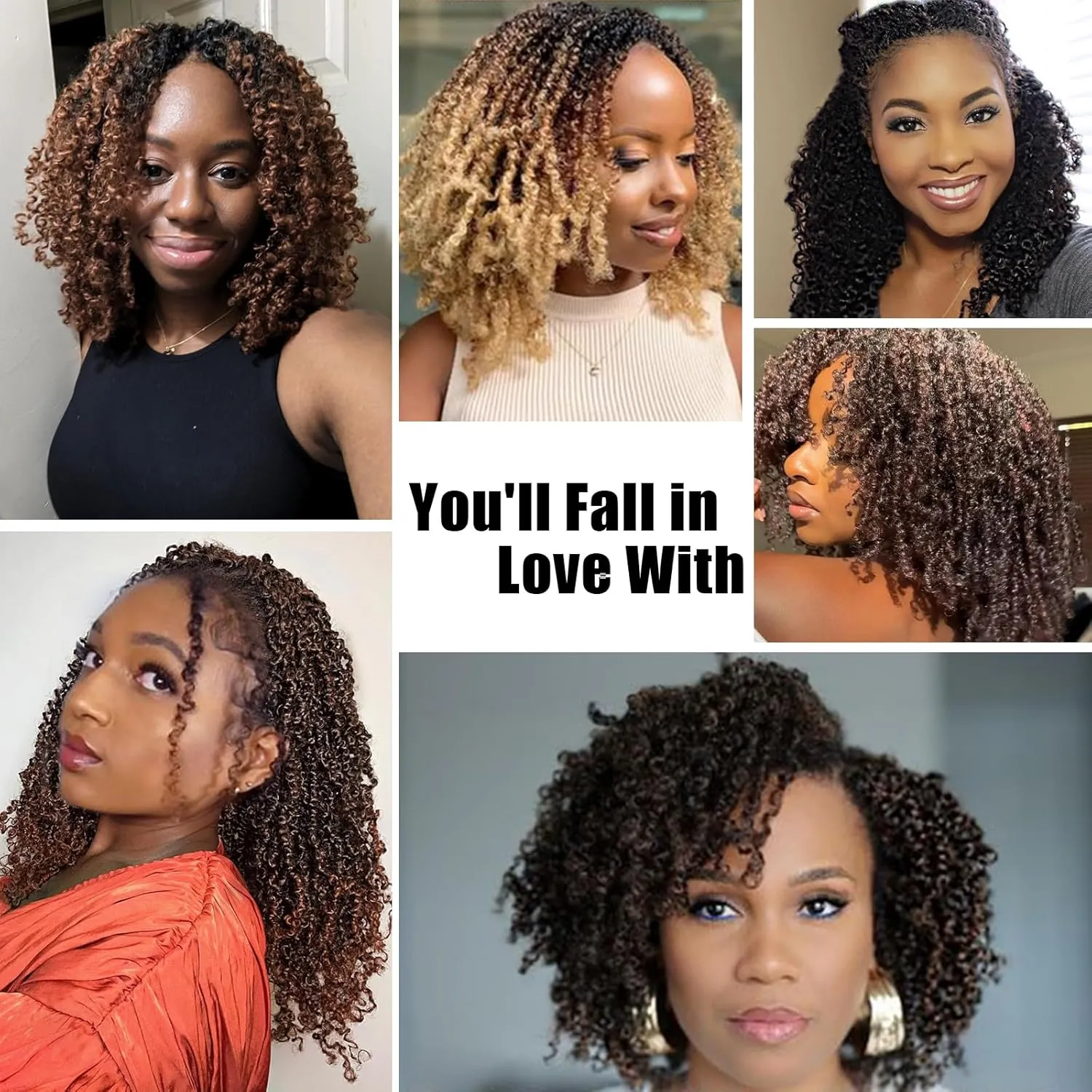 Yanky Twist Crochet Hair 12 Inch 8 Packs Yanky Passion Twist Hair Bohemian Yanky Twists Crochet Hair Pre Looped Pre-twisted Fluffy Mini Twist(1B/30)